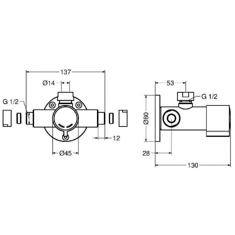 Push-Button Taps Timed shower mixer with external power supply Idral Minimal 08133 - 08133-30