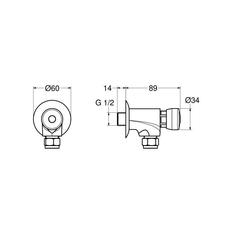 Zeitgesteuerter Druckknopfarmaturen An der Wand montierter zeitgesteuerter Urinalhahn mit Druckknopf Idral Classic 08020/E-08020