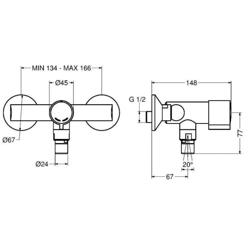 Grifos con pulsador Mezclador de lavabo/lavabo con cierre automático y montaje en pared Idral Minimal 08136