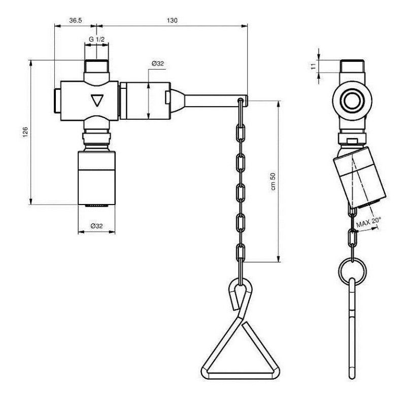 External Shower Taps Shower tap with chain control and shower head Idral Modern 09030/1