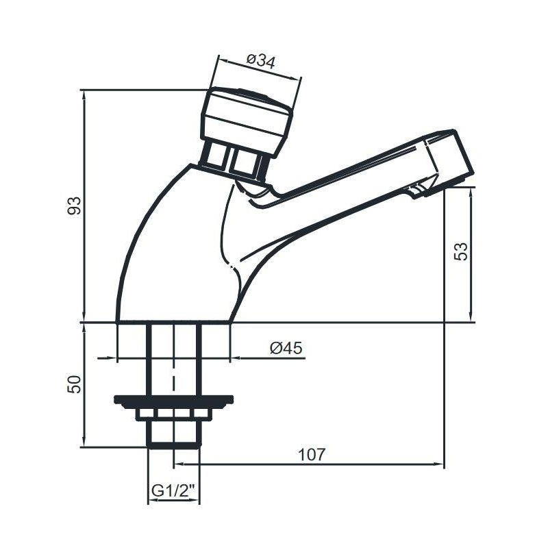 Grifos con pulsador Grifo temporizado para lavabo con pulsador Idral Classic 08010/E