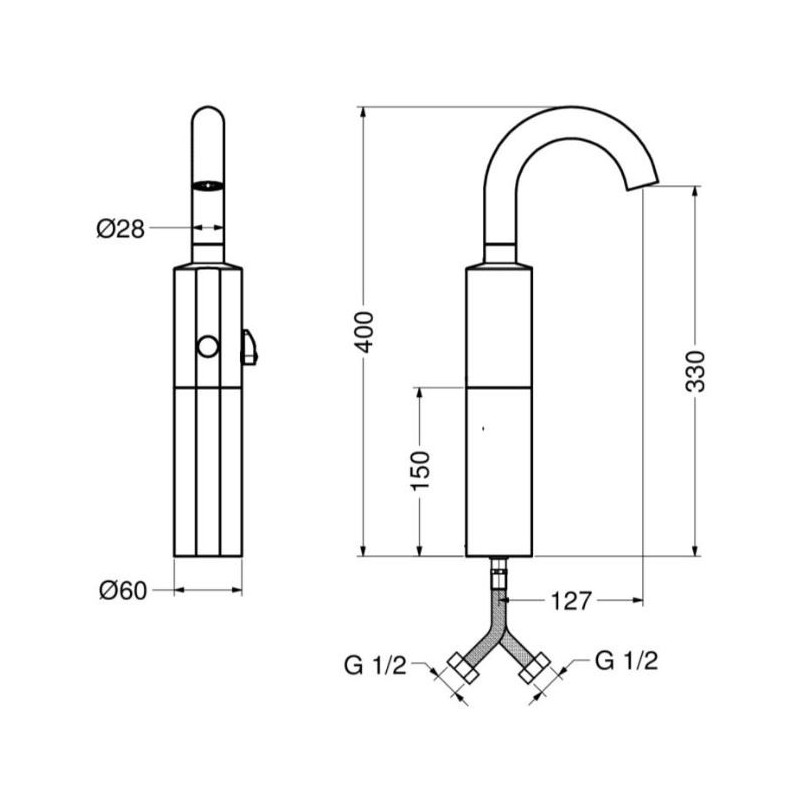 Mezcladores baño electrónicos Mezclador de lavabo con fotocélula de tipo alto Idral 02504/1-02504/1R