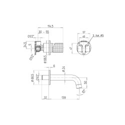 Robinets de lavabo suspendu Mitigeur lavabo mural à encastrer avec bec 14 cm Cox Grip 7GCR208PBC