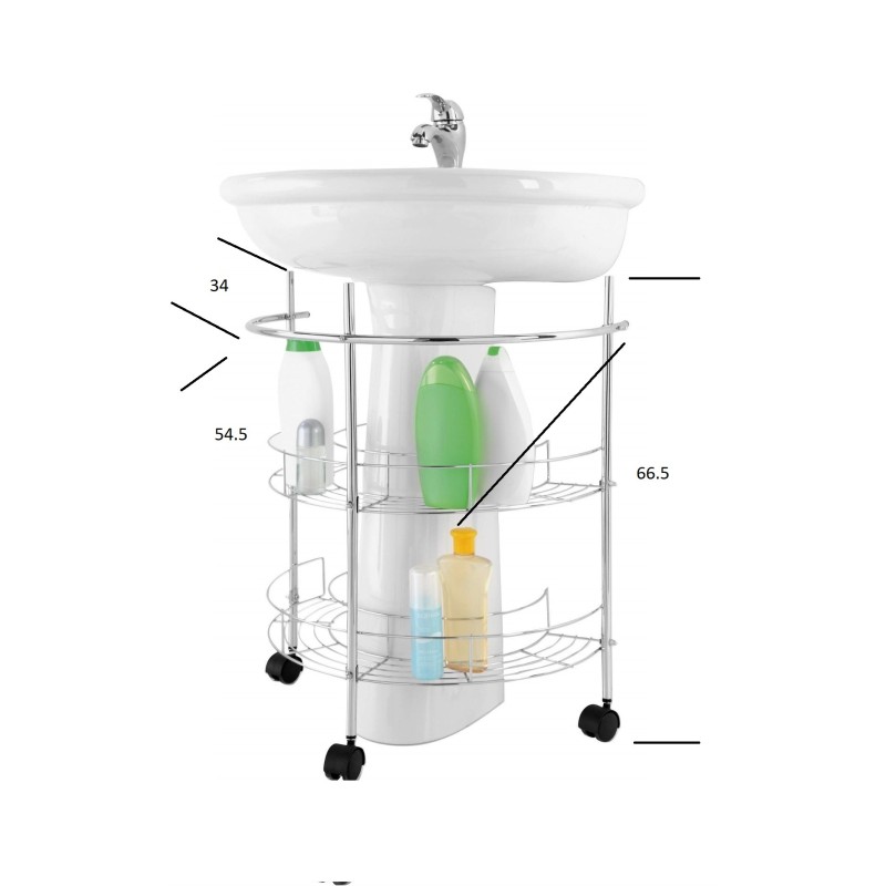 Shower Baskets 2 shelves chromed steel vanity trolley Feridras 151015-B