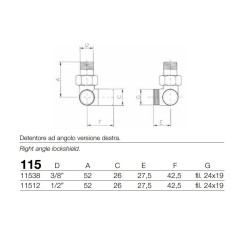 Valvole Detentori Termosifone Detentore ad angolo versione destra colore cromo Arteclima 115