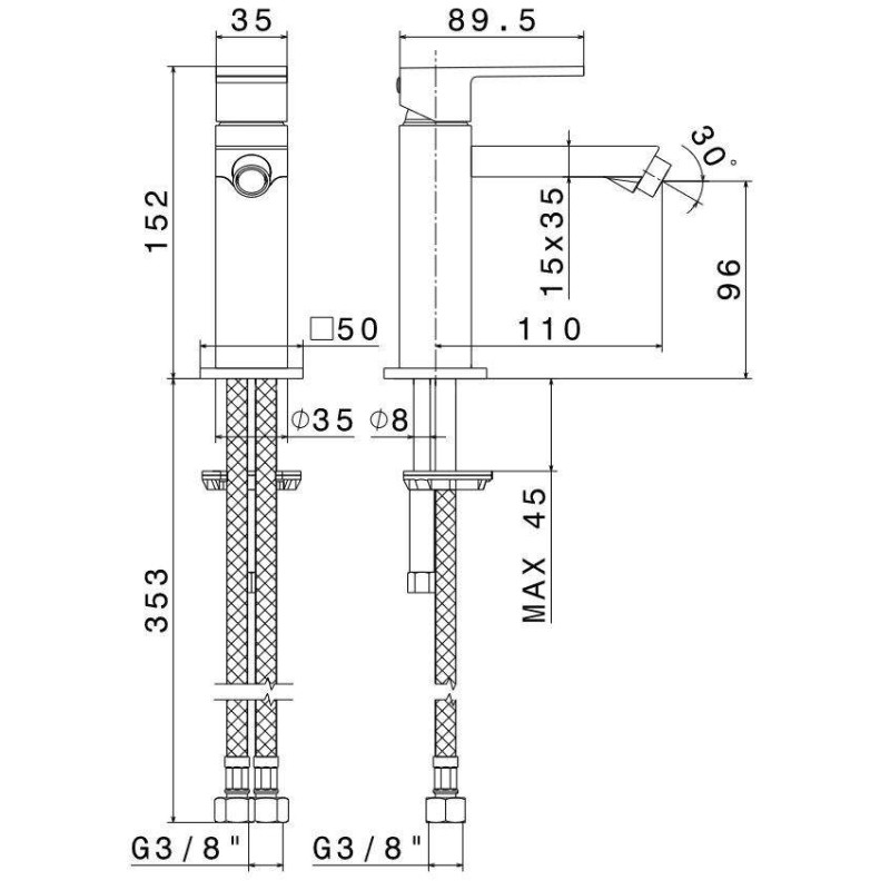 Single lever bidet taps Single lever bidet mixer without waste Newform Ergo-Q 66427