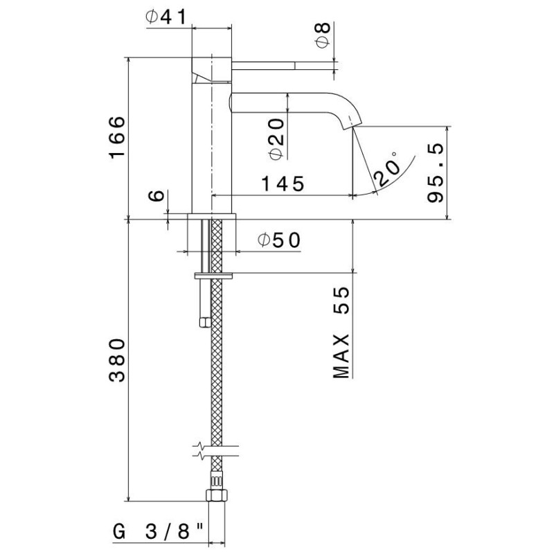 Grifos Lavabo Monomando Mezclador de lavabo con caño largo Newform X-STEEL 69612X