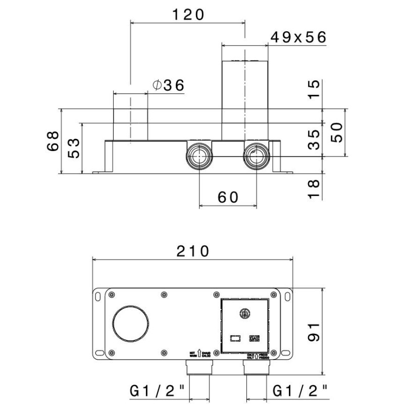 Rubinetti lavabo a parete Corpo incasso per miscelatori lavabo a parete Newform 27854