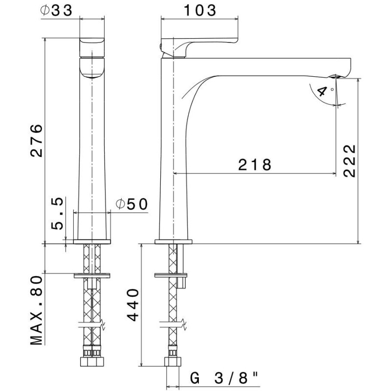 Grifos de lavabo palangana Mezclador de lavabo alto sin desague Newform Linfa II 69415