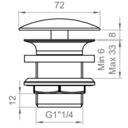 PNS/BTSCAKVR66 - PONSI - PILETTA DI SCARICO UNIVERSALE IN OTTONE NERO OPACO  DA 11/4 PER LAVABO/BIDET