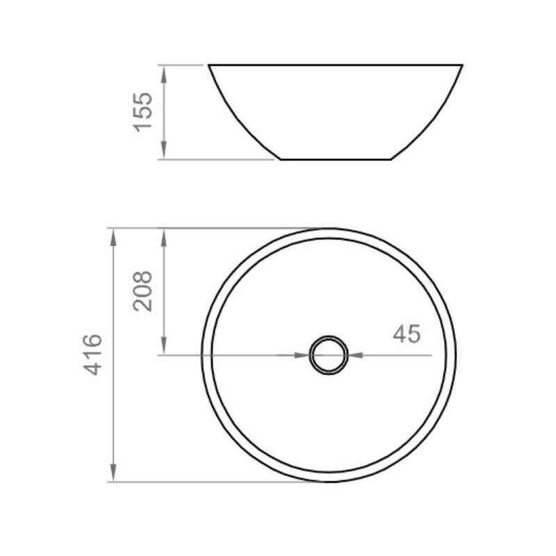 Aufsatzwaschbecken 155x416 mm glänzend weißes Keramik-Waschtischbecken Ercos Musa BLCERLMUSA0001