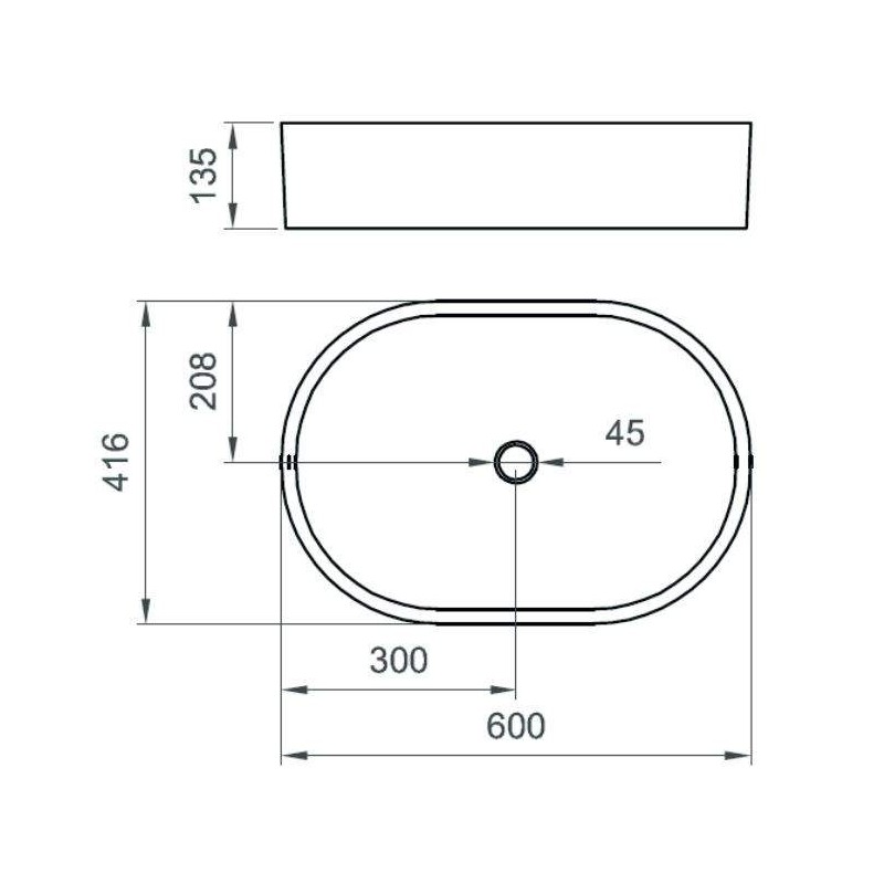 Lavabos sobre encimera Lavabo sobre encimera ovalado gris mate de 600x416 mm Ercos Musa BLCERBMUSA0002