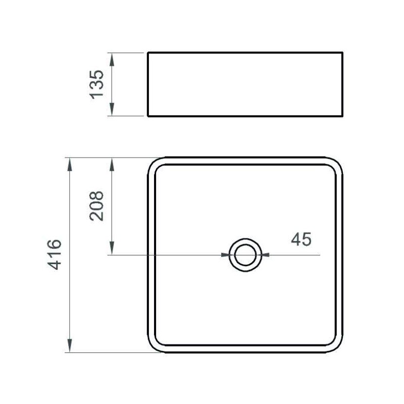 Lavabo à support Lavabo noir mat 416x416 mm avec installation sur plan Ercos Musa BLCERNMUSA0011