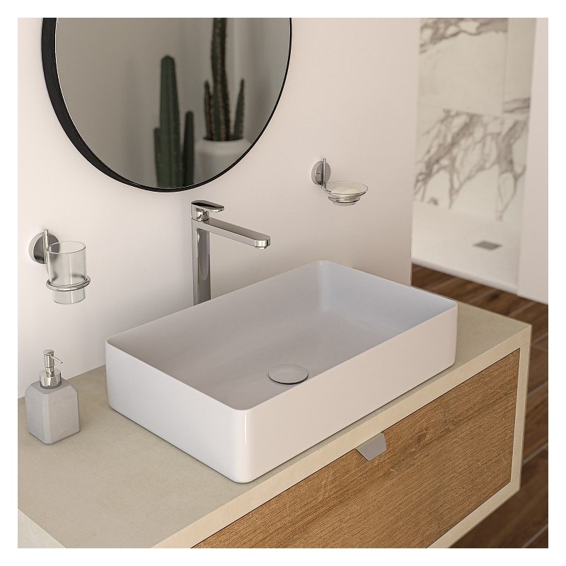 Lavabo à support Vasque à poser rectangulaire 580x360 mm couleur blanc brillant Ercos Musa BLCERLMUSA0012