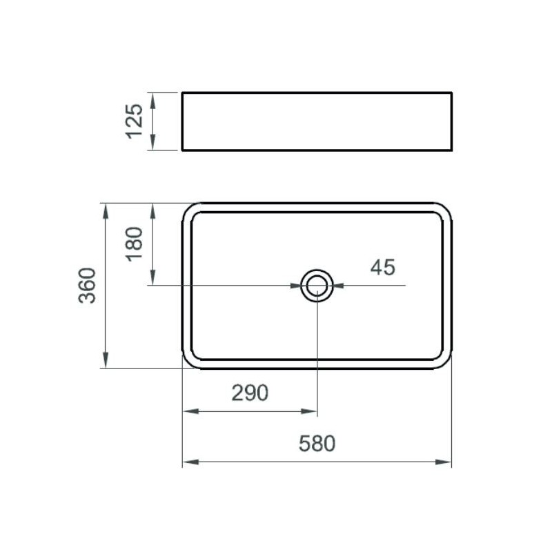 Lavabo à support Vasque à poser rectangulaire 580x360 mm couleur blanc brillant Ercos Musa BLCERLMUSA0012