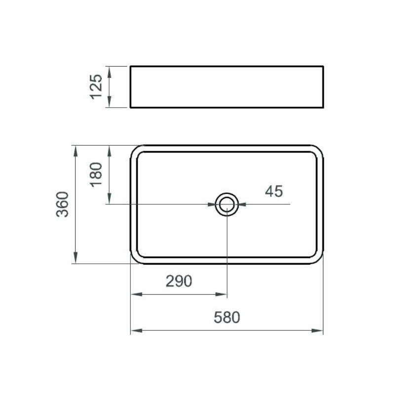 Countertop sinks Matt white rectangular countertop washbasin 580x360 mm Ercos Musa BLCEROMUSA0012