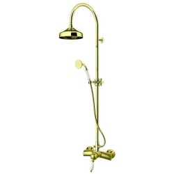 Shower pillars with the blender Shower column in gold color with mechanical mixer and diverter Gattoni Orta Old KT125/27D0.OLD