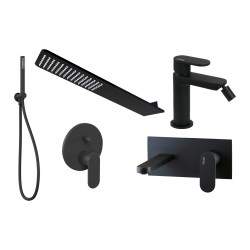 Kit completo per bagno modello quadro in finitura nero opaco Ponsi Italia R  KITITALIAR5NO