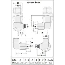 Valvole per termoarredo Coppia di Valvole per termoarredi high style Caleffi 4003-4004