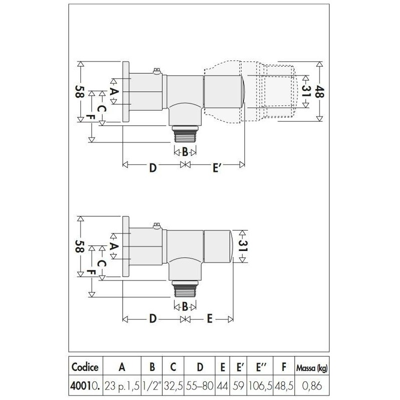 Valves for heated towel rails angled radiator and lockshield valve High style Caleffi 400100