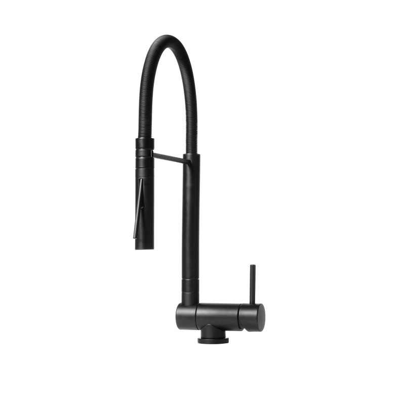 Spandrel kitchen taps Kitchen mixer with spring folding barrel matt black Nice 29034M1NO