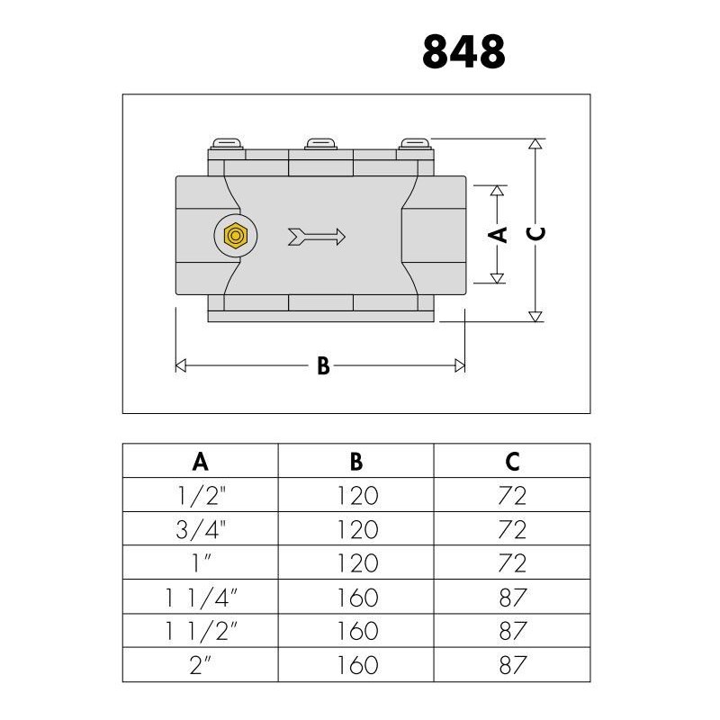 Filtres régulateurs de gaz Filtre à gaz avec raccords filetés et pression maximale de 2 bar Caleffi 848