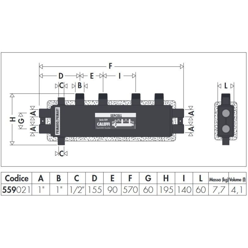 Luftabscheider Hydraulischer Verteilerblock für Heizungs- und Klimaanlagen SEPCOLL Caleffi 559021