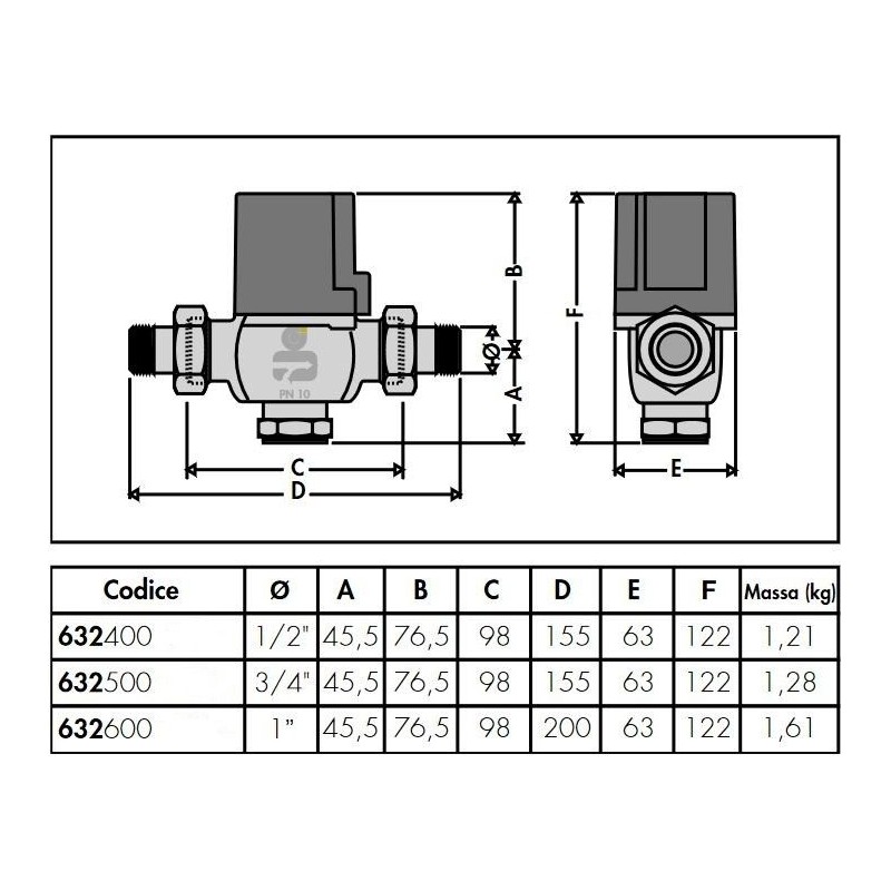 Zone valve 2-way piston zone valve Caleffi 632