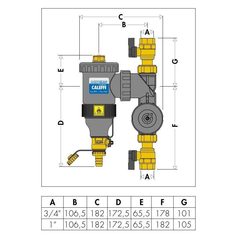 Séparateurs de terre Appareil multifonction avec séparateur de boues et filtre Caleffi 545375-545376