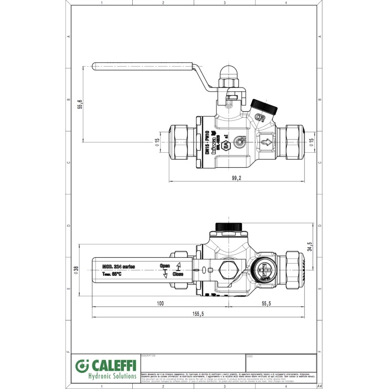 Anti-pollution check valves Anti-pollution check valve with built-in shut-off valve EA type Caleffi 324