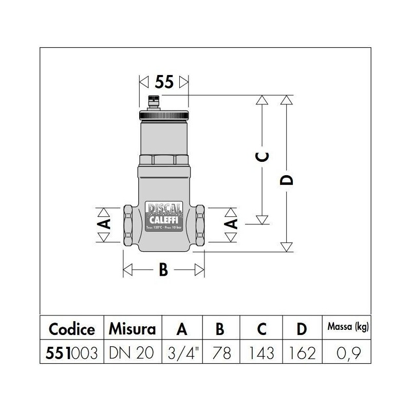 Deaerator Deaerator with female threaded connections DISCAL® Caleffi 551003