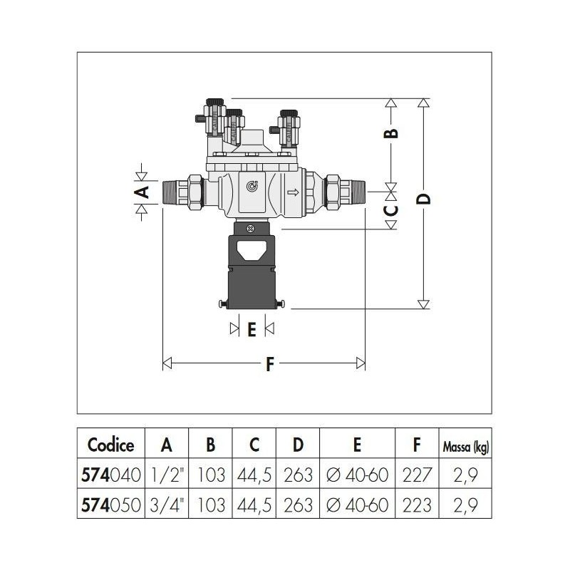 Backflow preventers Controllable reduced pressure zone backflow preventer Caleffi 5740