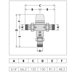 Thermostatic blenders Thermostatic mixer with anti-scald safety Caleffi 521303