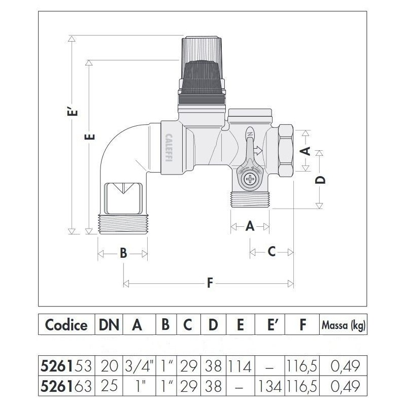 Composants pour systèmes sanitaires Groupe de sécurité pour chauffe-eau à accumulation Caleffi 526153-526163