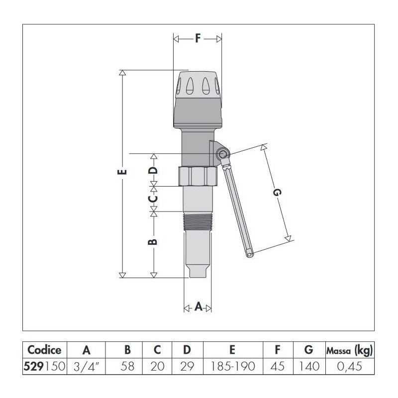 Composants pour centrales à biomasse Régulateur de tirage avec raccord fileté mâle Caleffi 529150