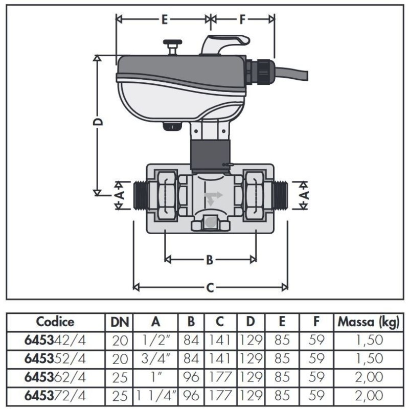 Zone valve Three-way motorized ball zone valve Caleffi 6453