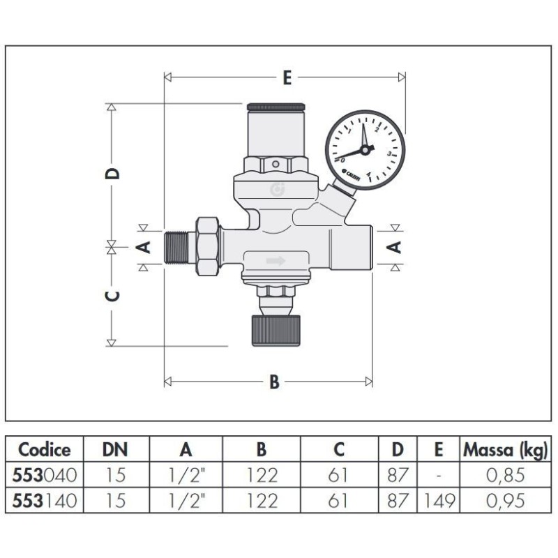 Gruppi di riempimento Gruppo di riempimento automatico con rubinetto Caleffi 553040-553140