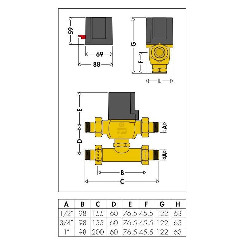 Válvulas de zona Control electrotérmico con microinterruptor auxiliar Caleffi 630112-630114