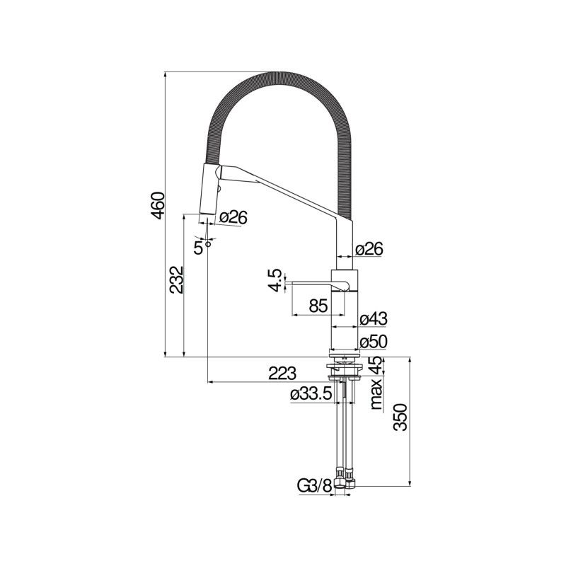 Kitchen taps with drop Kitchen sink mixer in brushed stainless steel Nobili Heron HR125300IB