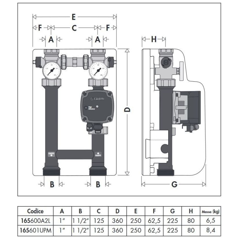 Filling groups Direct distribution unit for heating systems Caleffi 16560