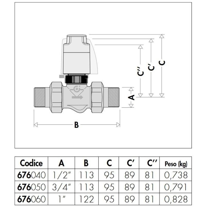 Zone valve Two-way zone valve for electrothermal controls Caleffi 676