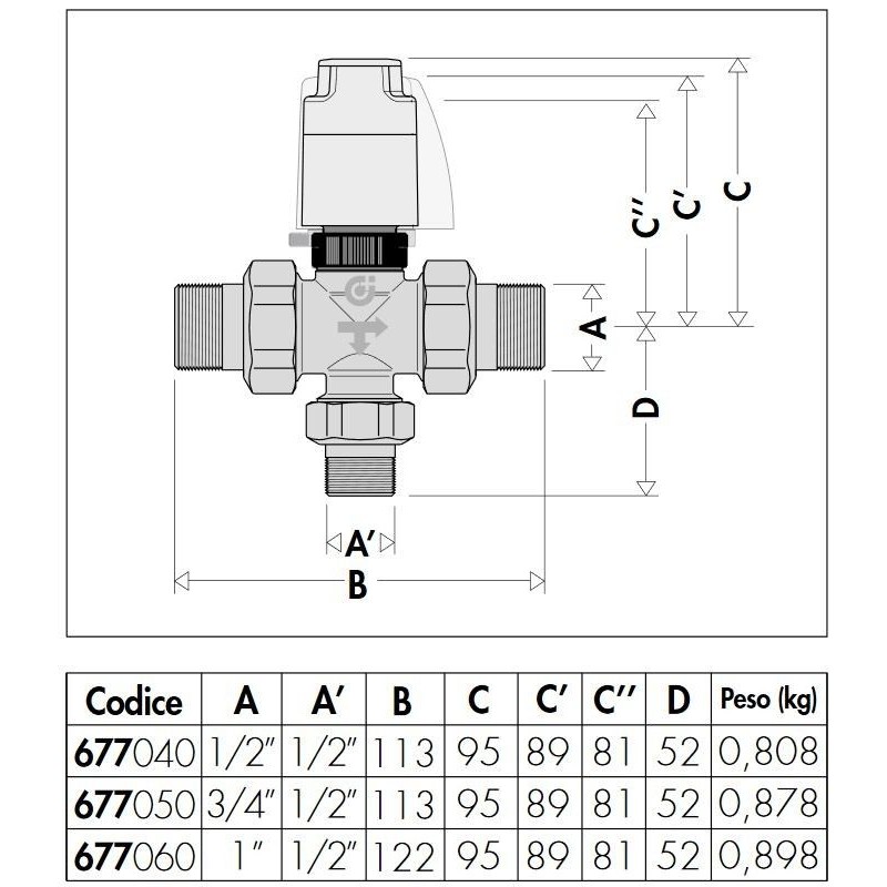 Zone valve Three-way zone valve Caleffi 677