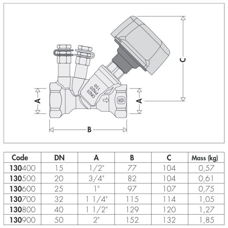 Balancing valves Balancing valve with Venturi device Caleffi 130