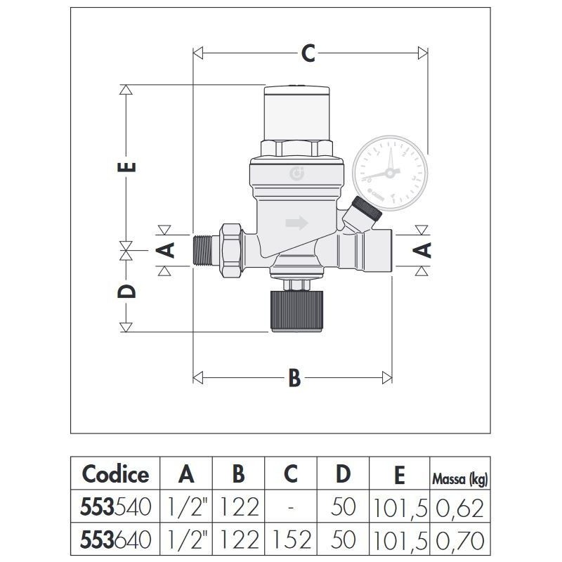 Groupes de remplissage Groupe de remplissage automatique pré-réglable Caleffi 553540-553640