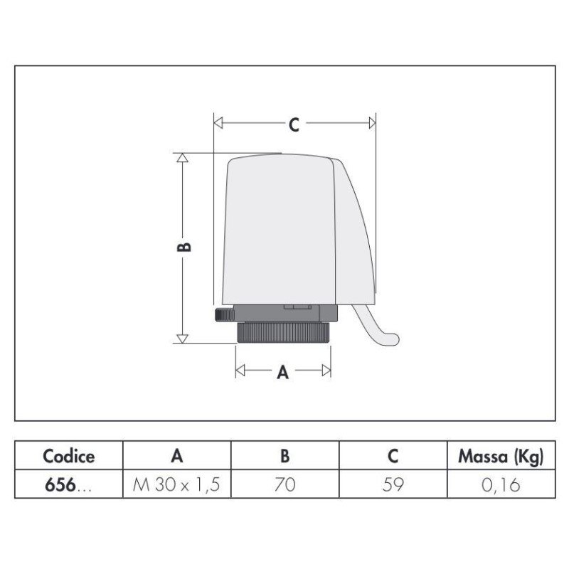 Testine elettrotermiche Comando elettrotermico con microinterruttore ausiliario Caleffi 6562