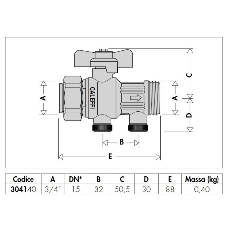 Anti-pollution check valves Ball valves with incorporated homologated check valve Caleffi 304140