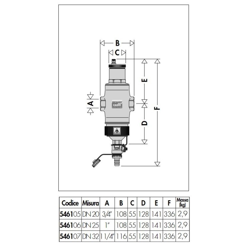 Dirt Separators Deaerator-dirt separator with magnet Caleffi 5461