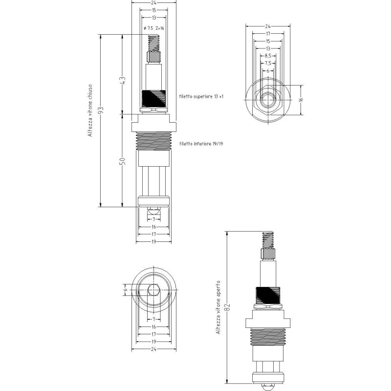 Taps screws Cartridge Replacement valve Aster Nova Stella GR1186