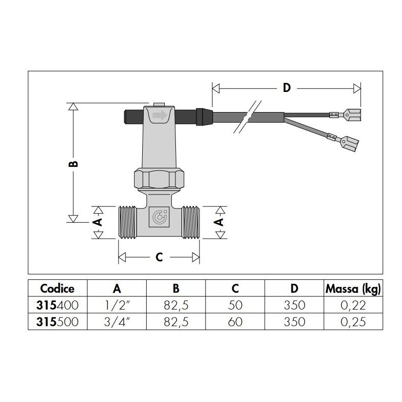 Composants pour centrales thermiques Flussostat avec contacts à commande magnétique Caleffi 315