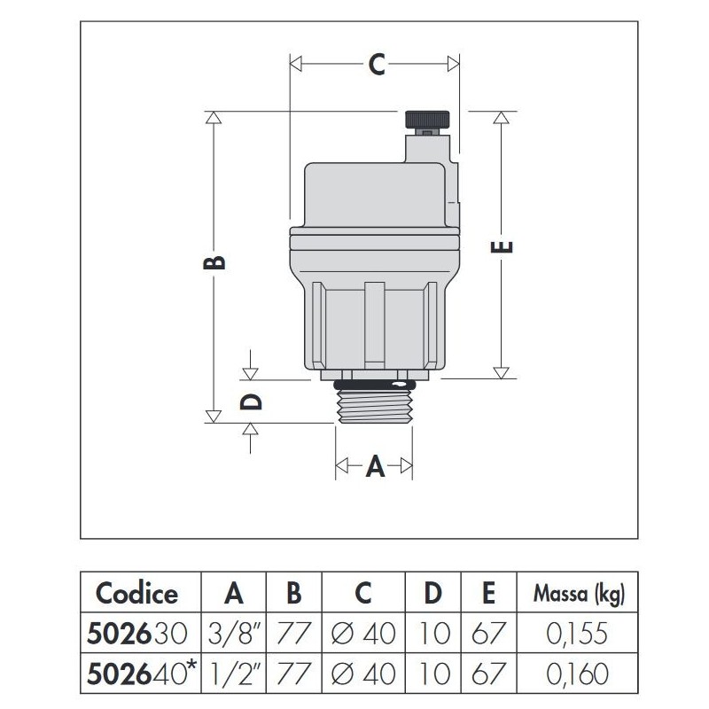 Venting valves for radiators ROBOCAL - Automatic air vent valve Caleffi 5026